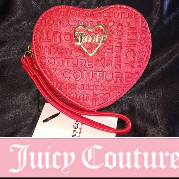 Juicy Couture Handbags - *SOLD*♥Juicy Couture Wristlet Faux Leather Heart Shaped, Scarlet Red